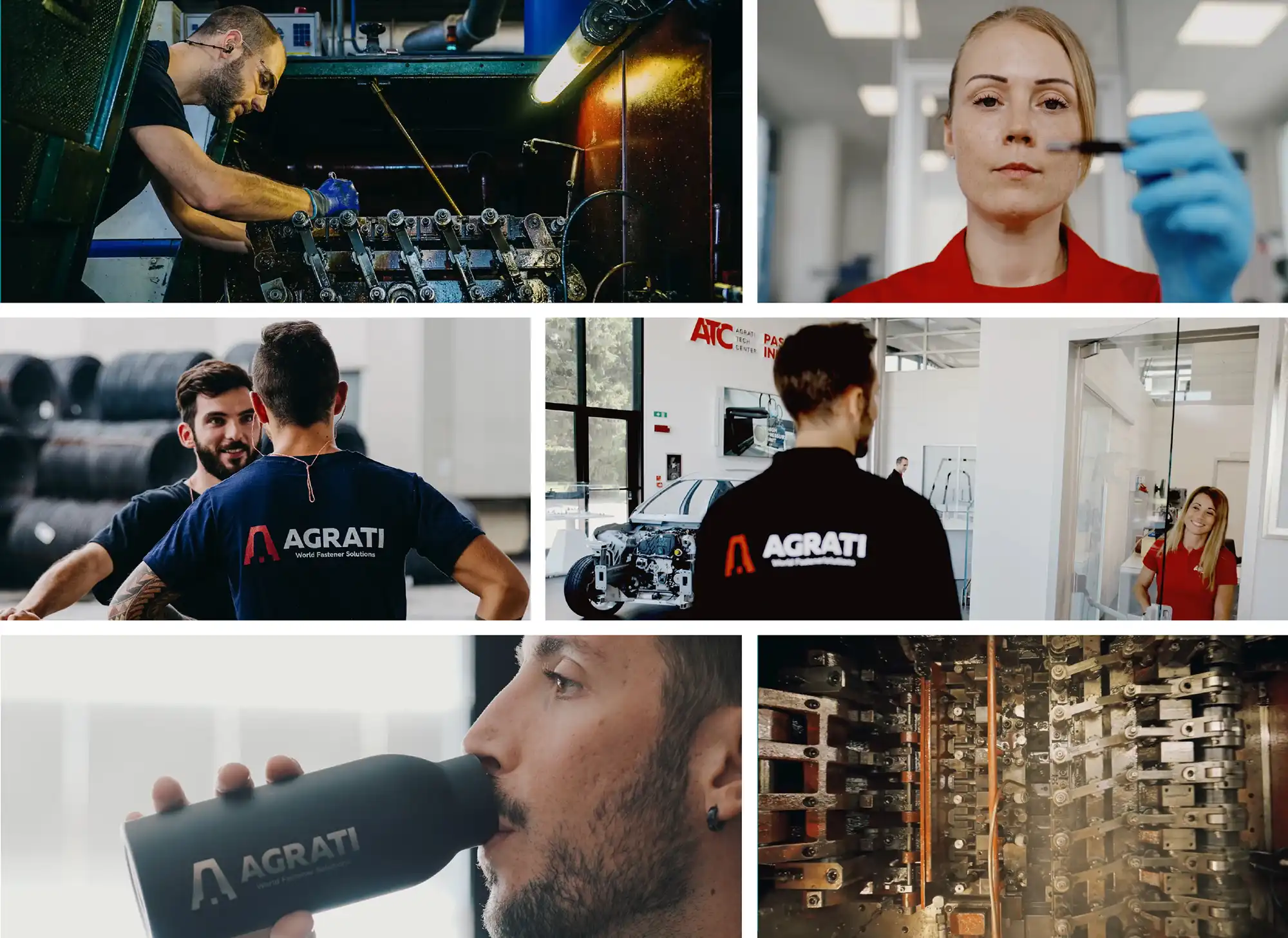 Persone e ambienti di lavoro in Agrati: produzione, laboratorio, teamwork e innovazione tecnologica